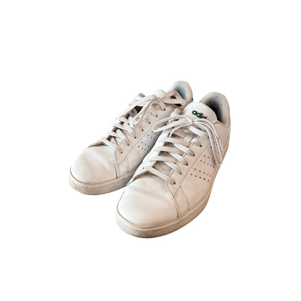 Adidas Advantage Base 2.0 Sneakers Men's 9 White Green Low Top Casual Shoes